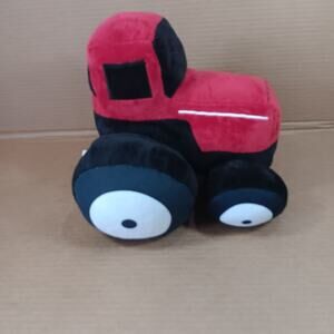 Tractor Toy Plush Stuffed Farm Decor Red Pillow 9"